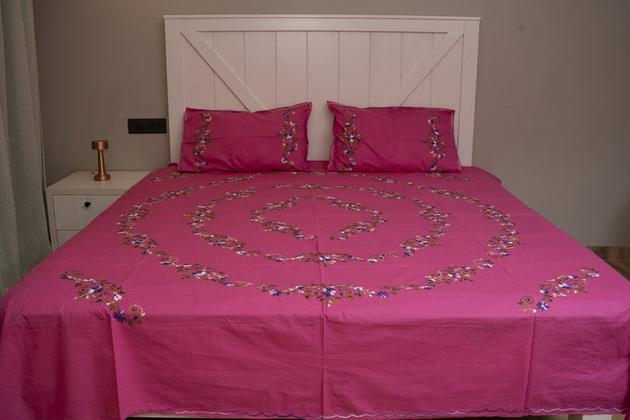 Cotton Ari Kantha Double Bedsheet