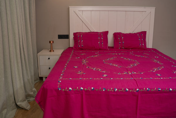 Cotton Ari Kantha Double Bedsheet