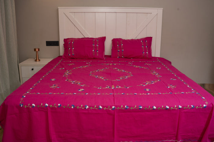 Cotton Ari Kantha Double Bedsheet