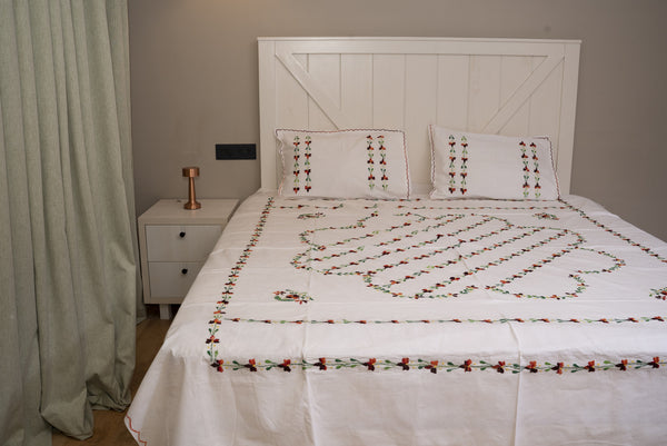 Cotton Ari Kantha Double Bedsheet