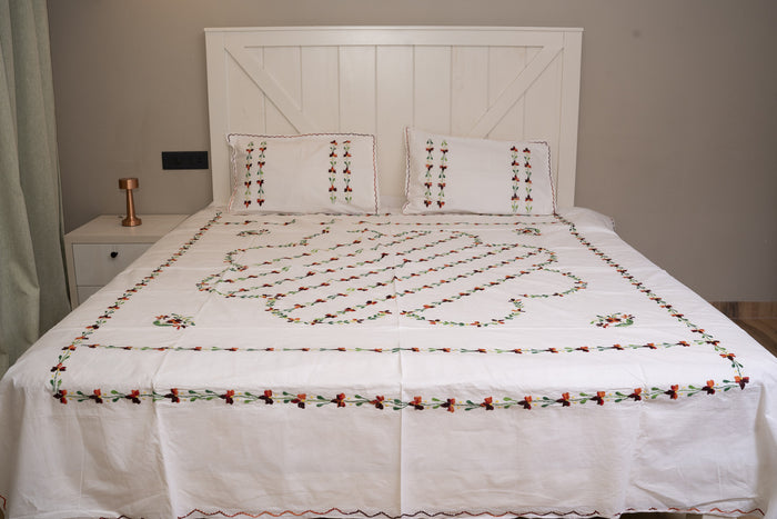 Cotton Ari Kantha Double Bedsheet