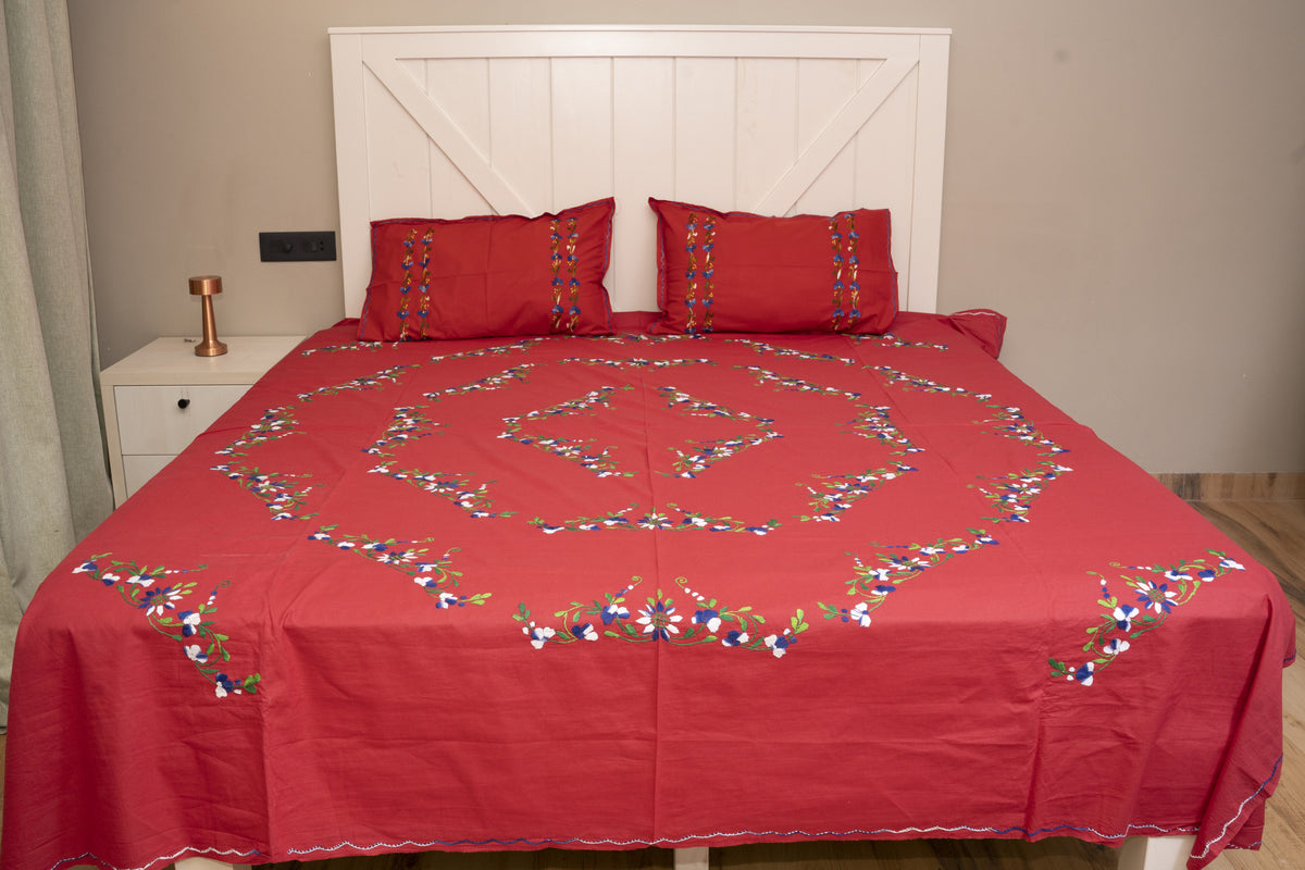 Cotton Ari Kantha Double Bedsheet