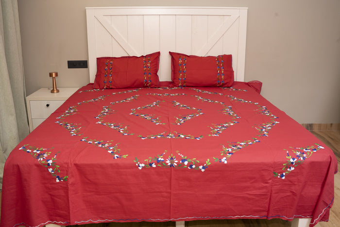 Cotton Ari Kantha Double Bedsheet
