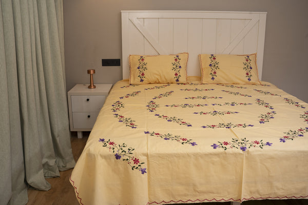 Cotton Ari Kantha Double Bedsheet