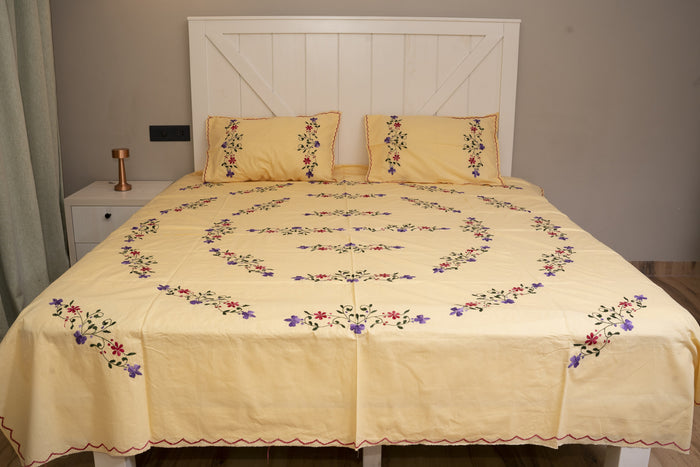 Cotton Ari Kantha Double Bedsheet