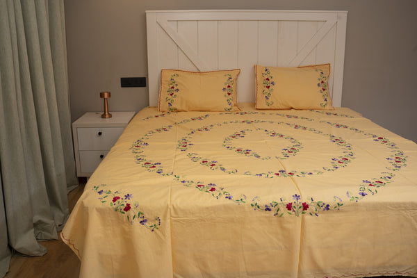 Cotton Ari Kantha Double Bedsheet