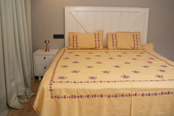 Cotton Ari Kantha Double Bedsheet