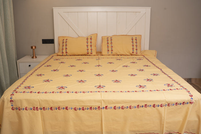Cotton Ari Kantha Double Bedsheet