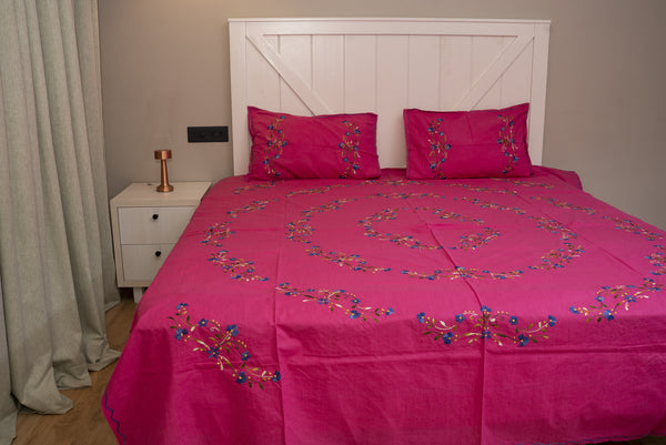 Cotton Ari Kantha Double Bedsheet