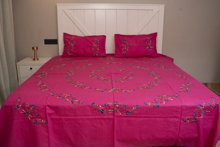Cotton Ari Kantha Double Bedsheet
