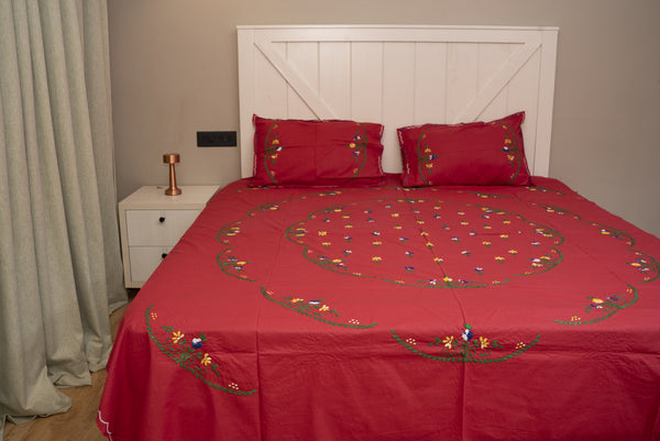 Cotton Ari Kantha Double Bedsheet