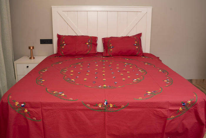 Cotton Ari Kantha Double Bedsheet