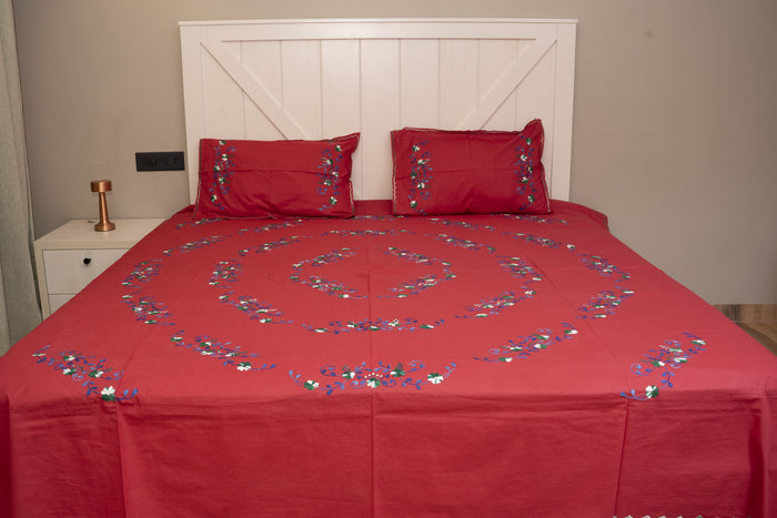 Cotton Ari Kantha Double Bedsheet