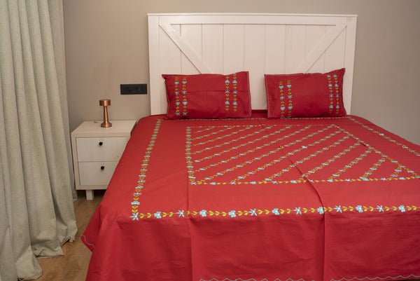 Cotton Ari Kantha Double Bedsheet