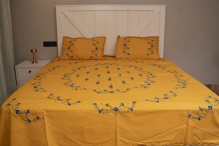 Cotton Ari Kantha Double Bedsheet