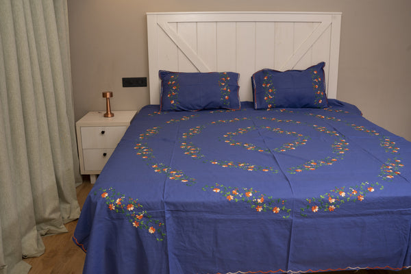 Cotton Ari Kantha Double Bedsheet