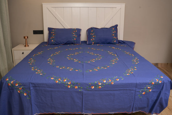 Cotton Ari Kantha Double Bedsheet