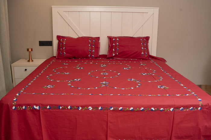 Cotton Ari Kantha Double Bedsheet