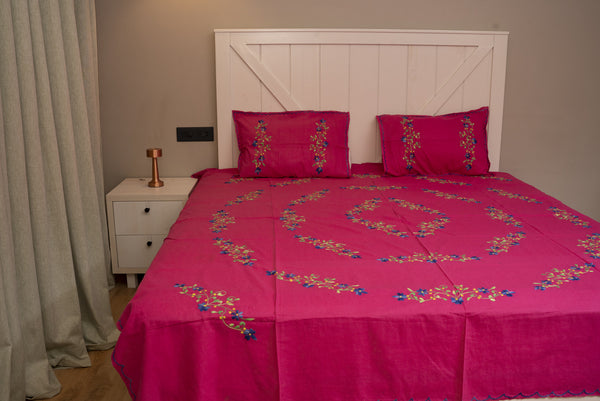 Cotton Ari Kantha Double Bedsheet