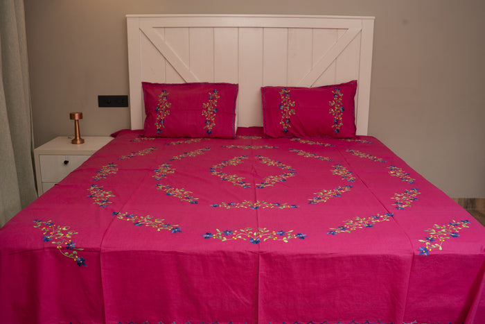 Cotton Ari Kantha Double Bedsheet