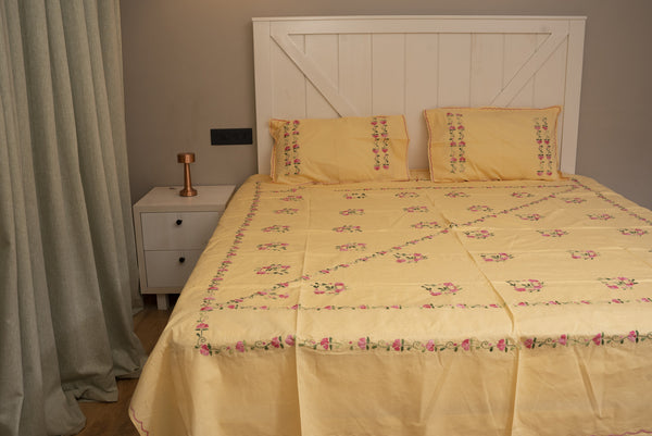 Cotton Ari Kantha Double Bedsheet