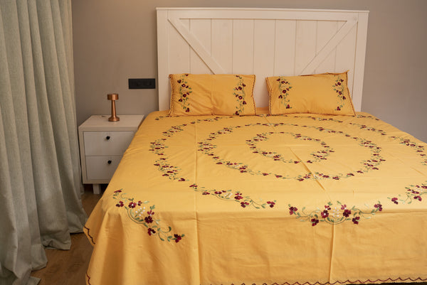 Cotton Ari Kantha Double Bedsheet