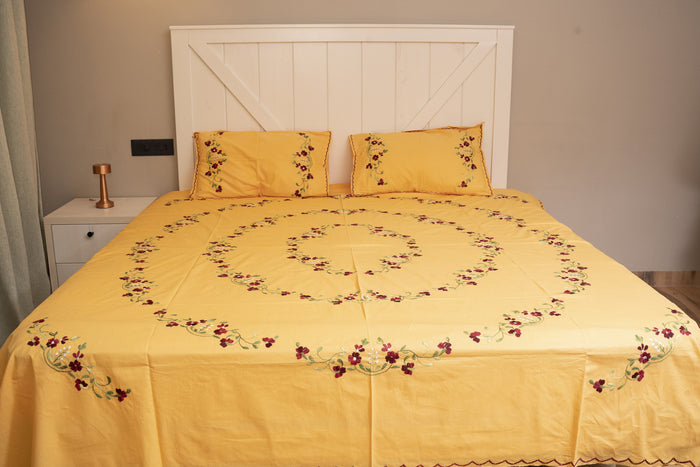 Cotton Ari Kantha Double Bedsheet
