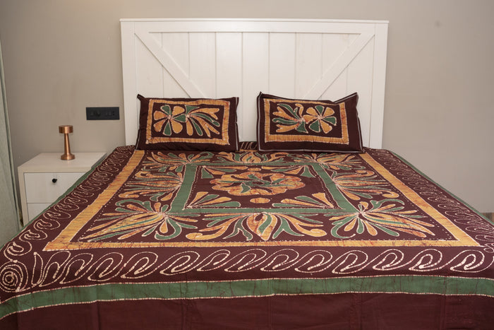 Designer Cotton Multicolor Batik Bedsheet (Double)
