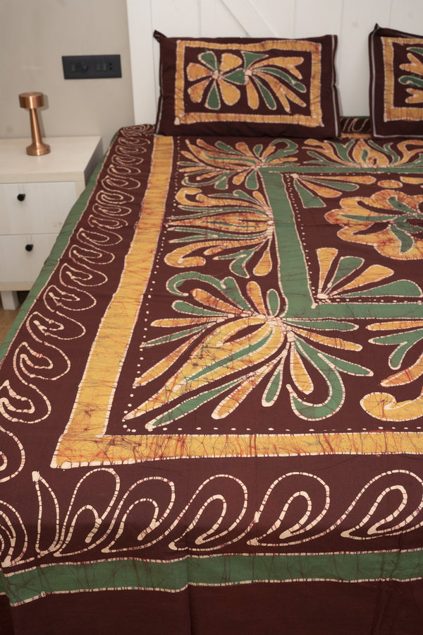 Designer Cotton Multicolor Batik Bedsheet (Double)
