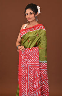 Tussar Dye Gujrati Mirror Saree