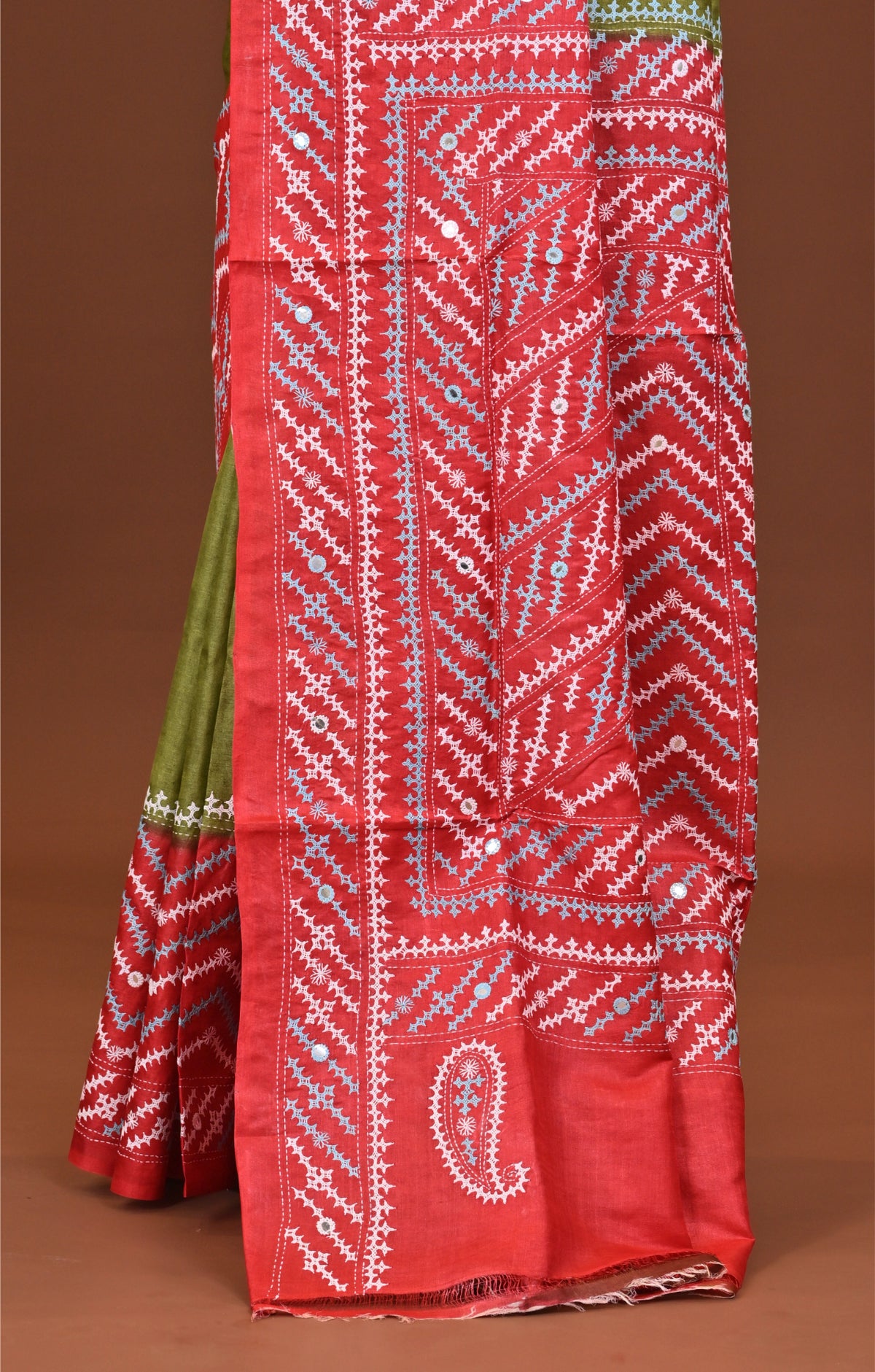 Tussar Dye Gujrati Mirror Saree