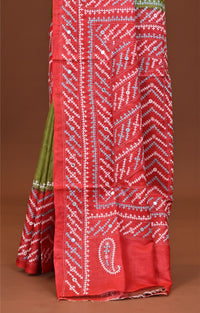 Tussar Dye Gujrati Mirror Saree