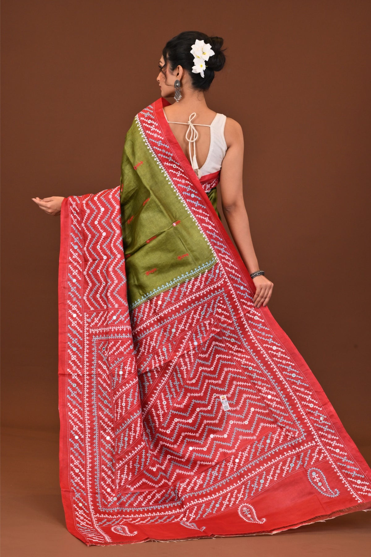 Tussar Dye Gujrati Mirror Saree