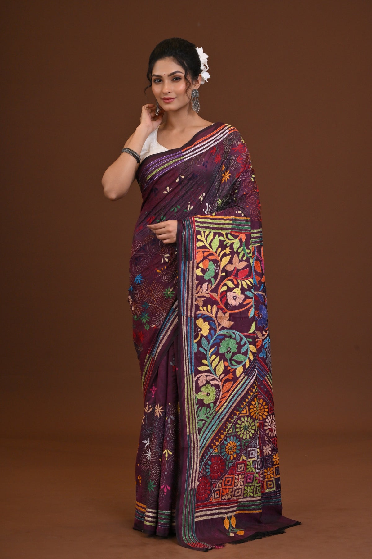 Blended Silk Kantha Saree