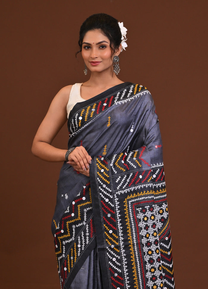 Tussar Fusion Kantha Saree
