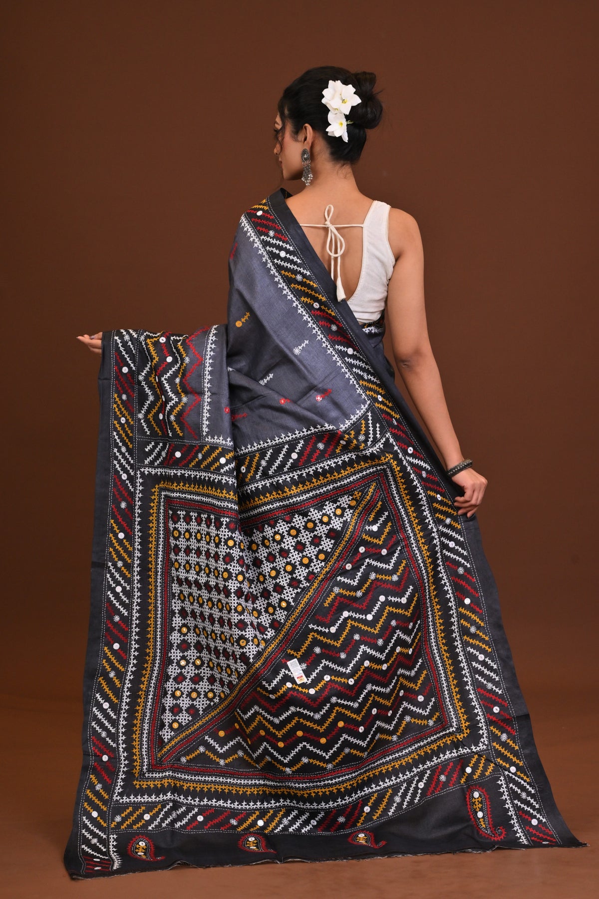 Tussar Fusion Kantha Saree