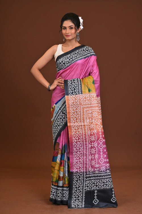 Tussar Fusion Kantha Saree