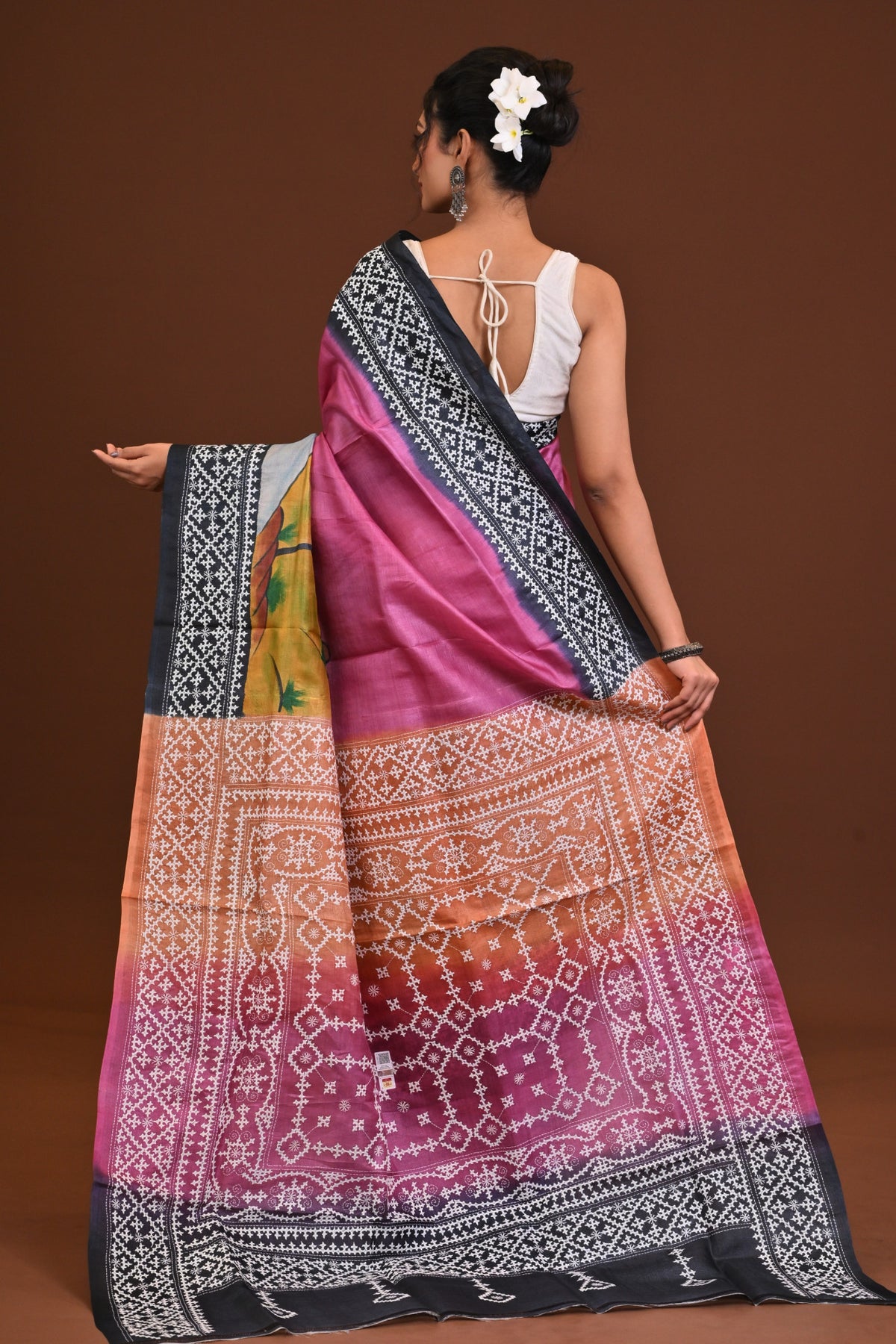 Tussar Fusion Kantha Saree