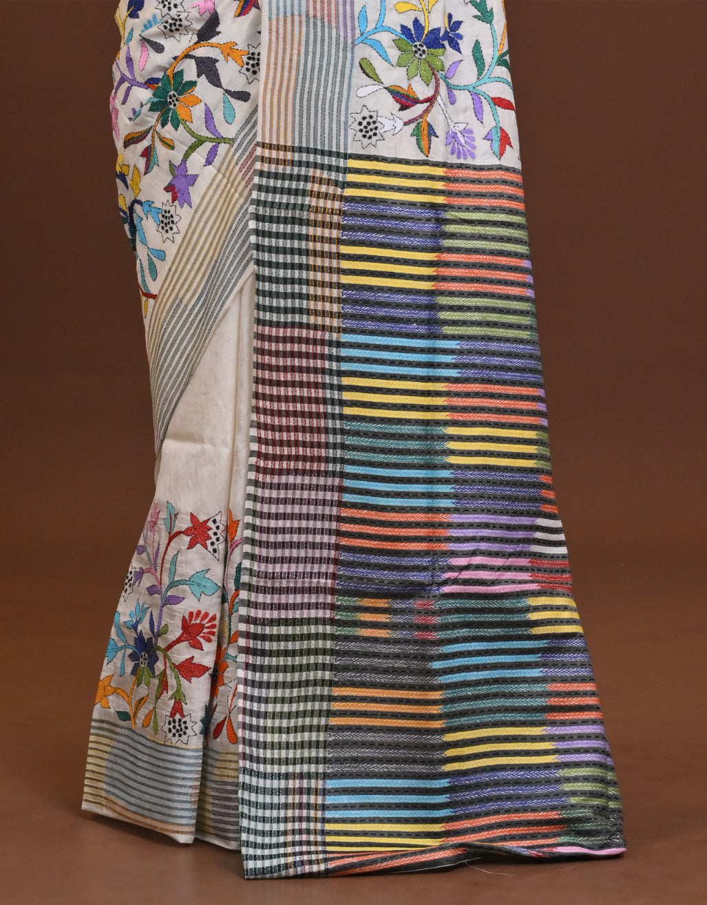 Silk Jalchuri Allover Kantha Saree