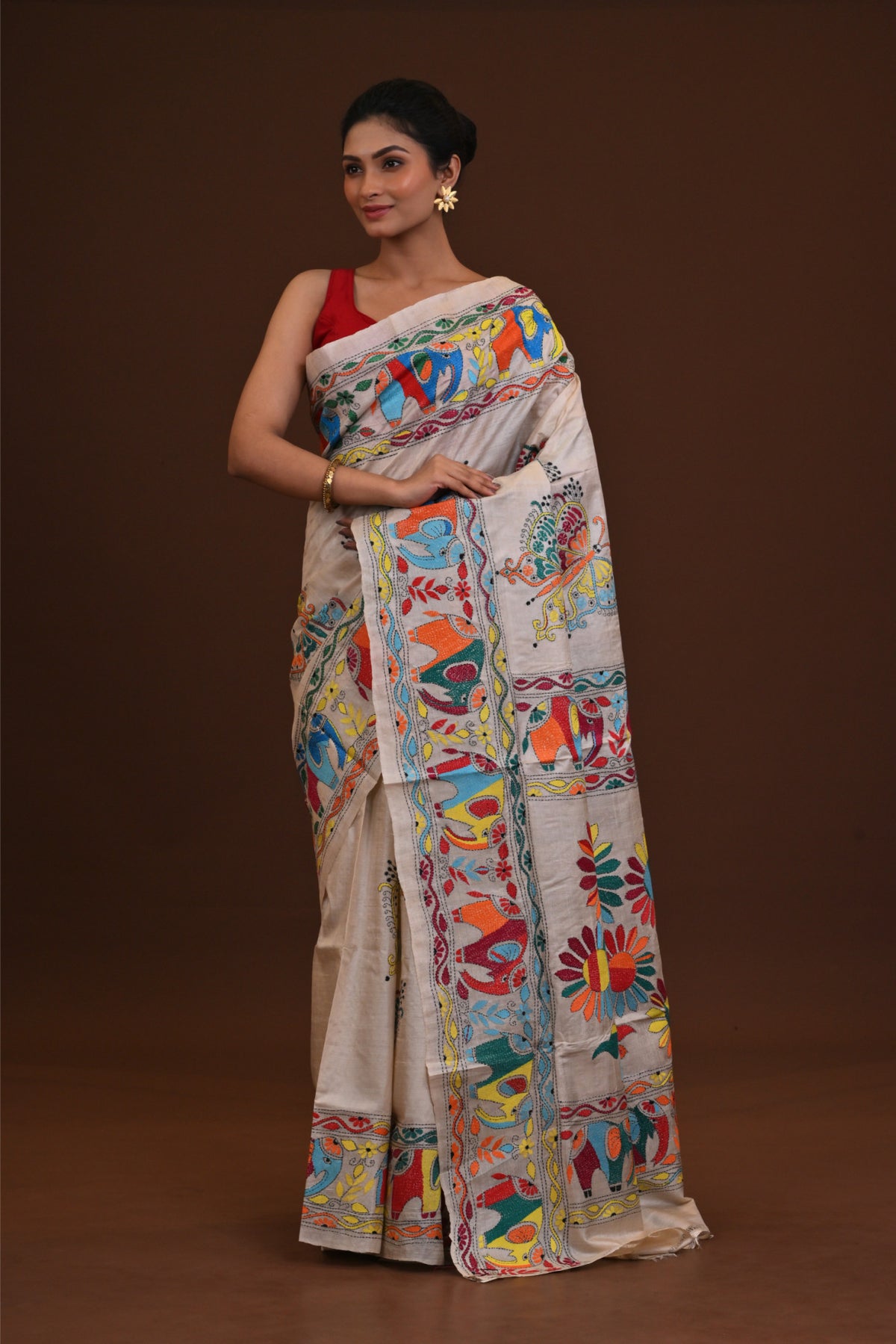 Pure Silk Kantha Saree