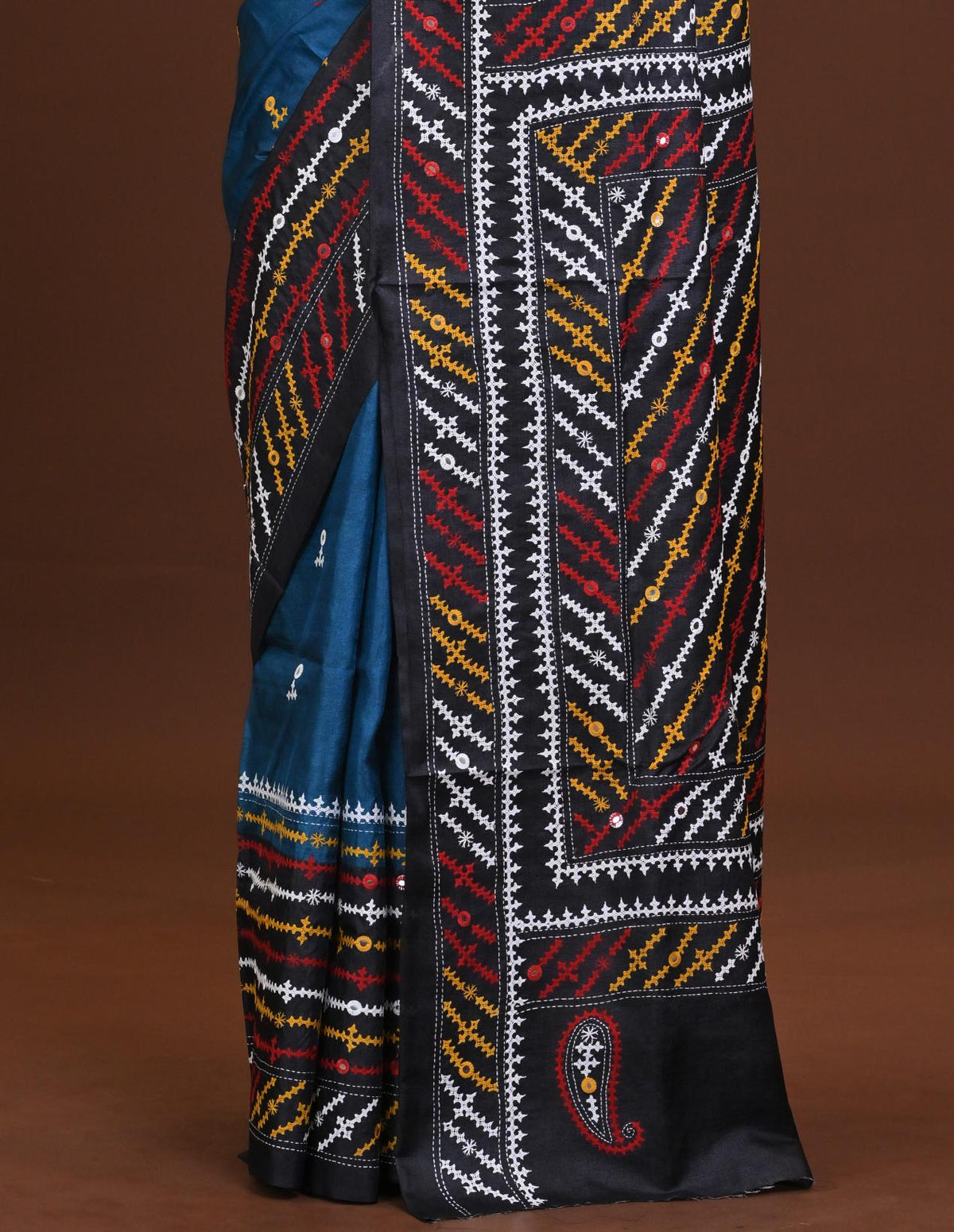 Tussar Dye Gujrati Mirror Saree