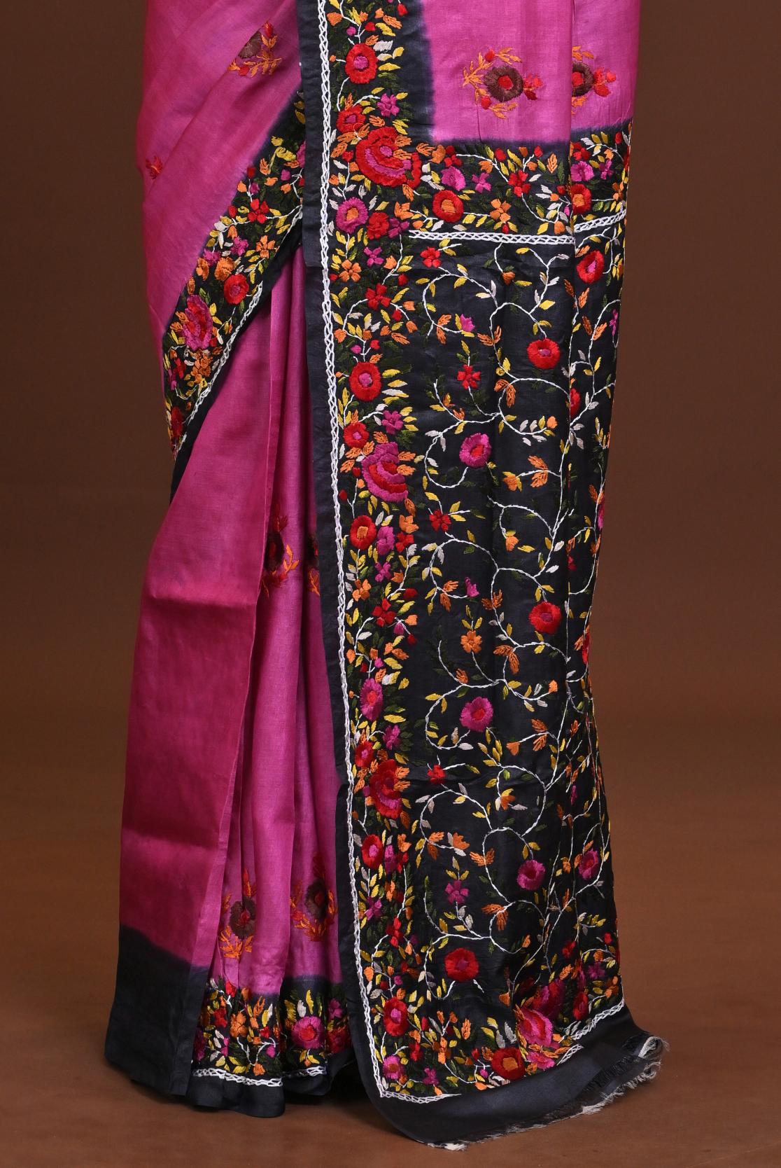 Tussar Dye Parsi Saree