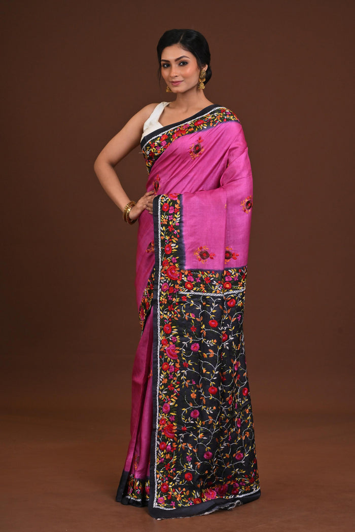Tussar Dye Parsi Saree