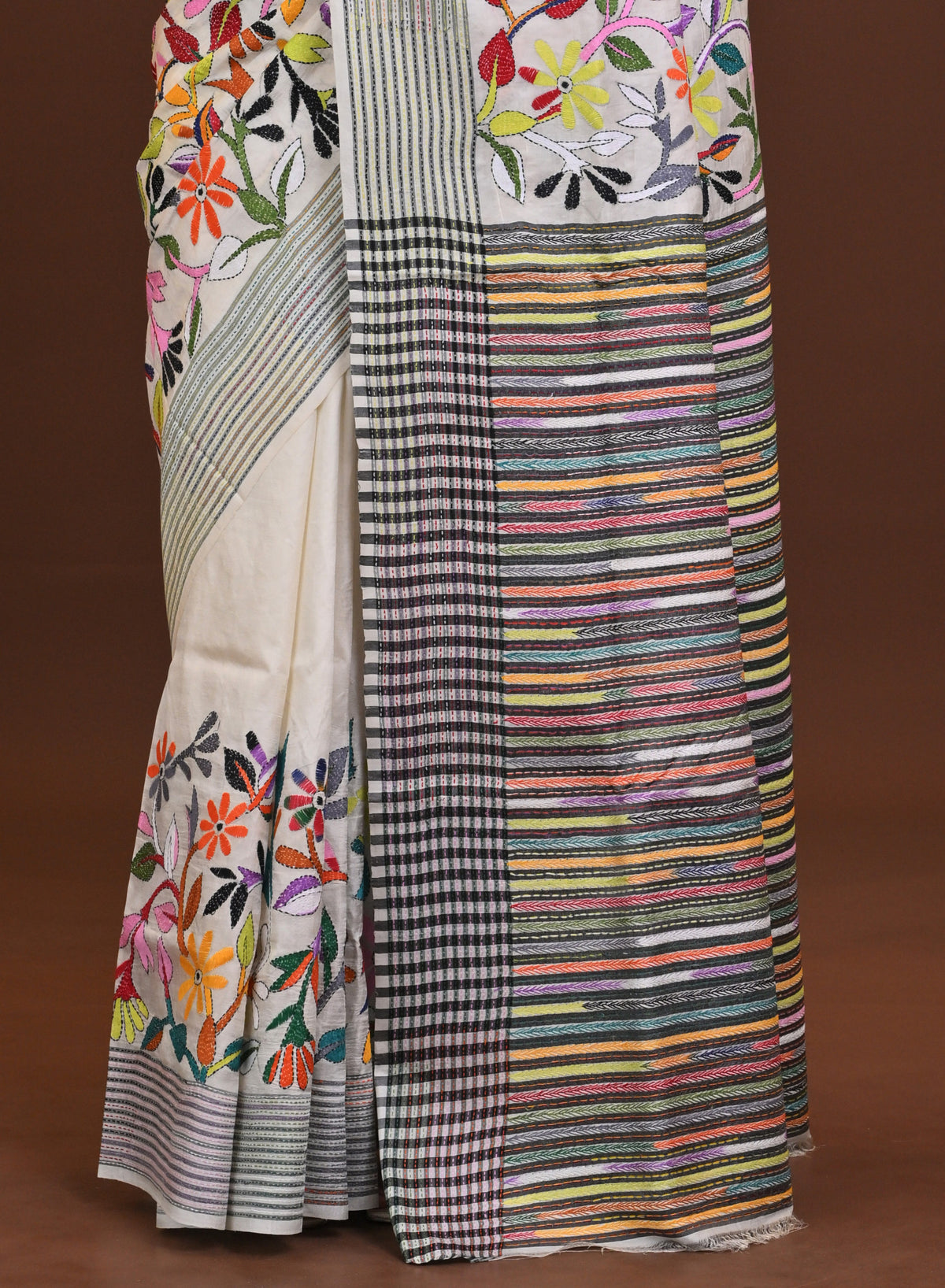 Silk Jalchuri Allover Kantha Saree