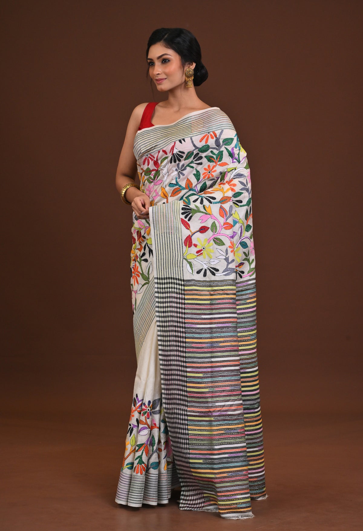 Silk Jalchuri Allover Kantha Saree