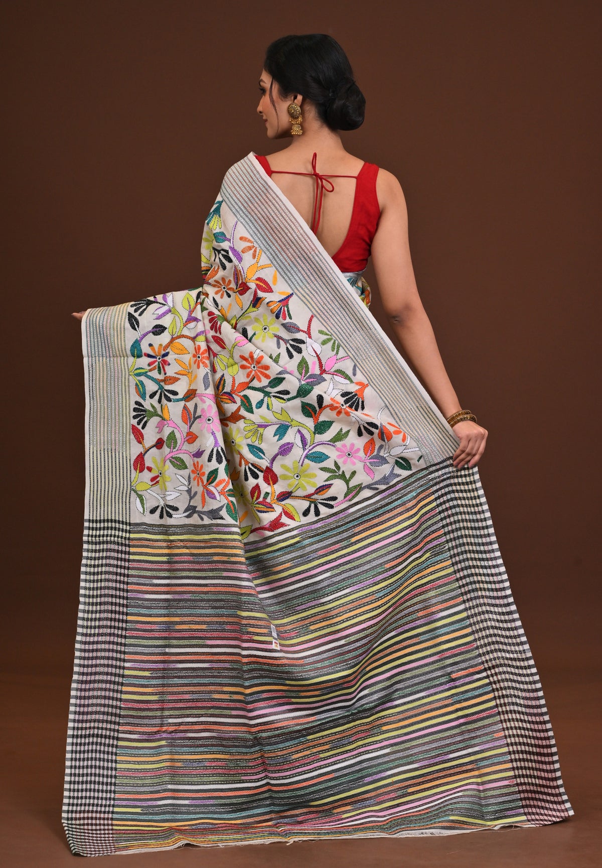 Silk Jalchuri Allover Kantha Saree