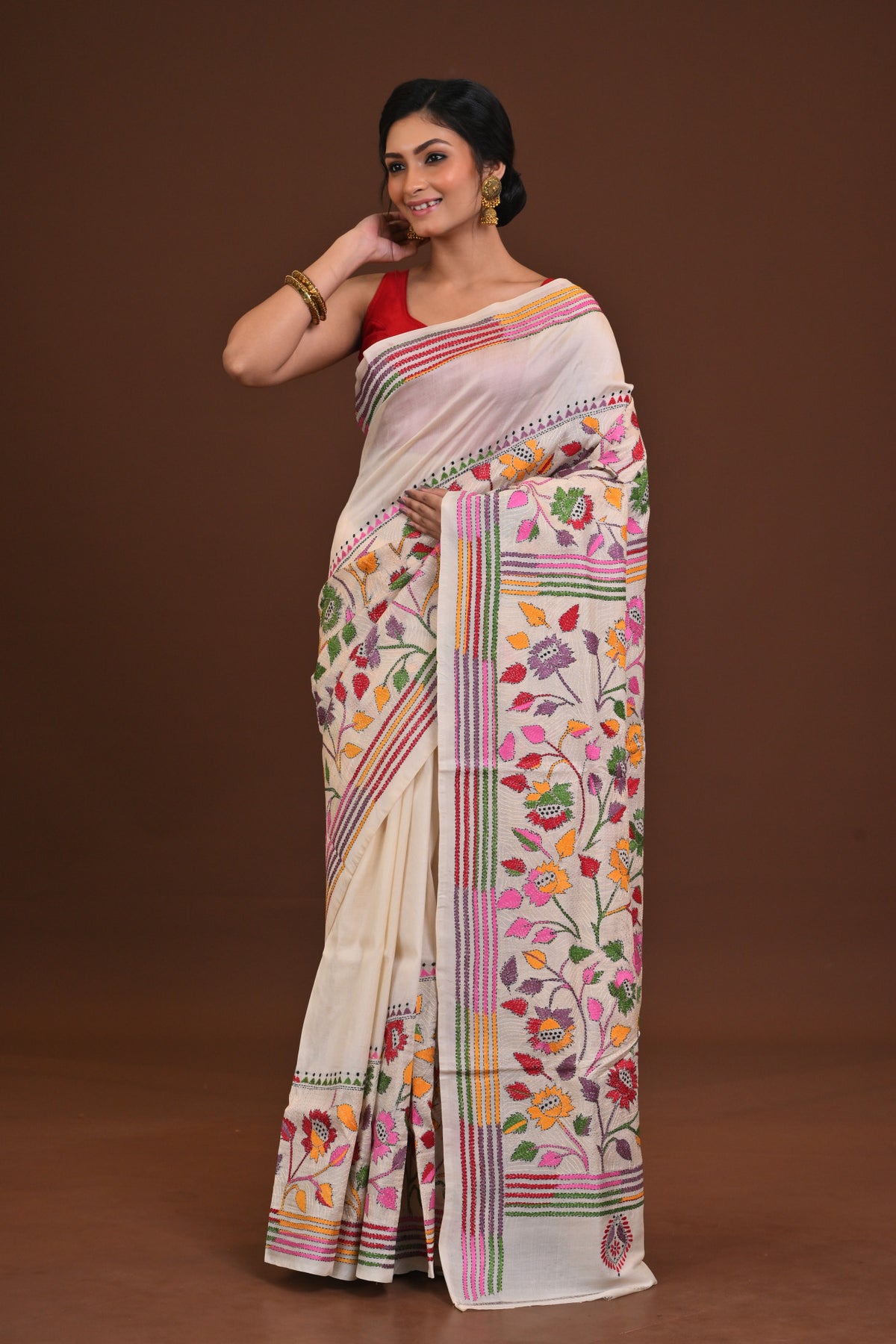 Pure Silk Kantha Saree
