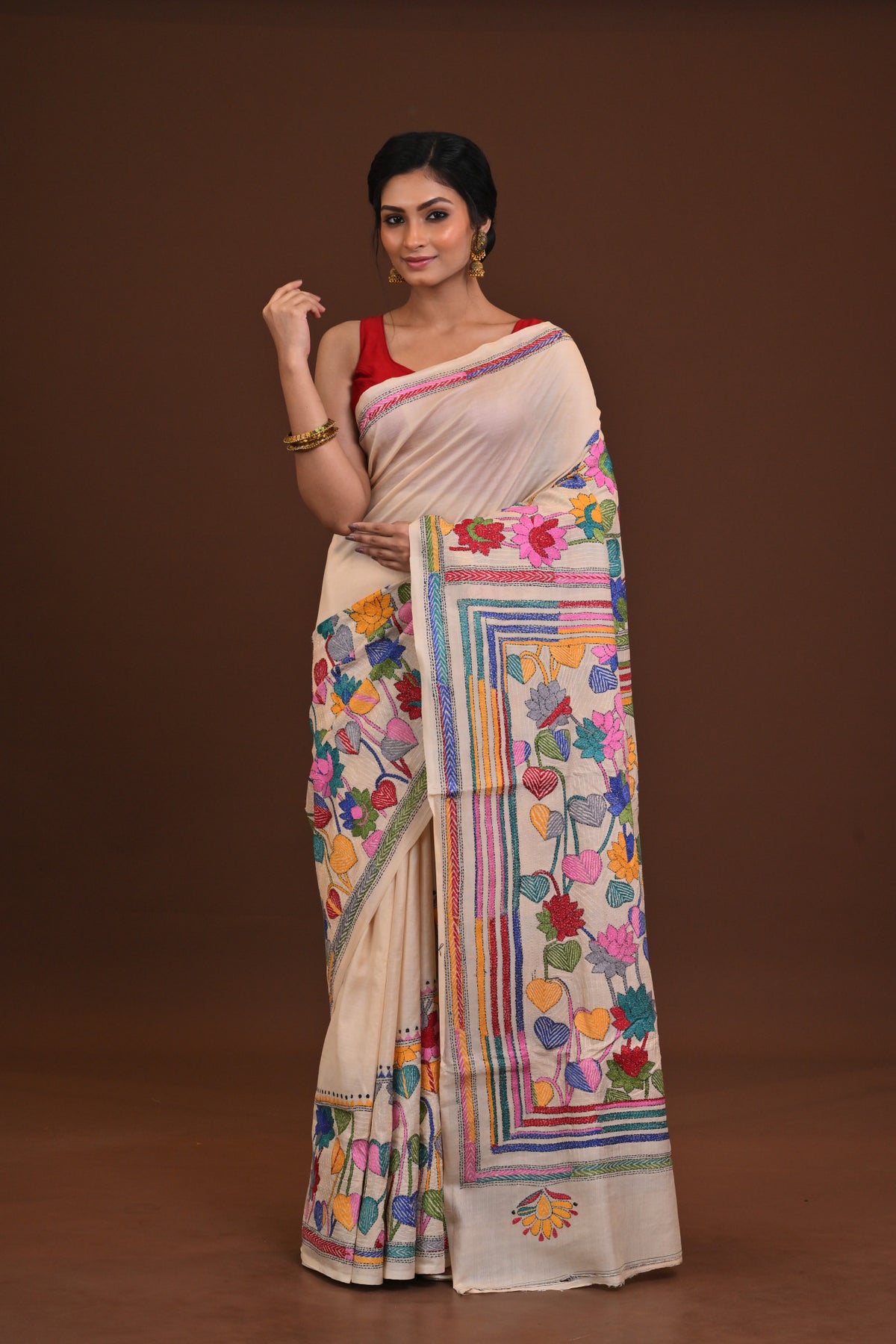 Pure Silk Kantha Saree