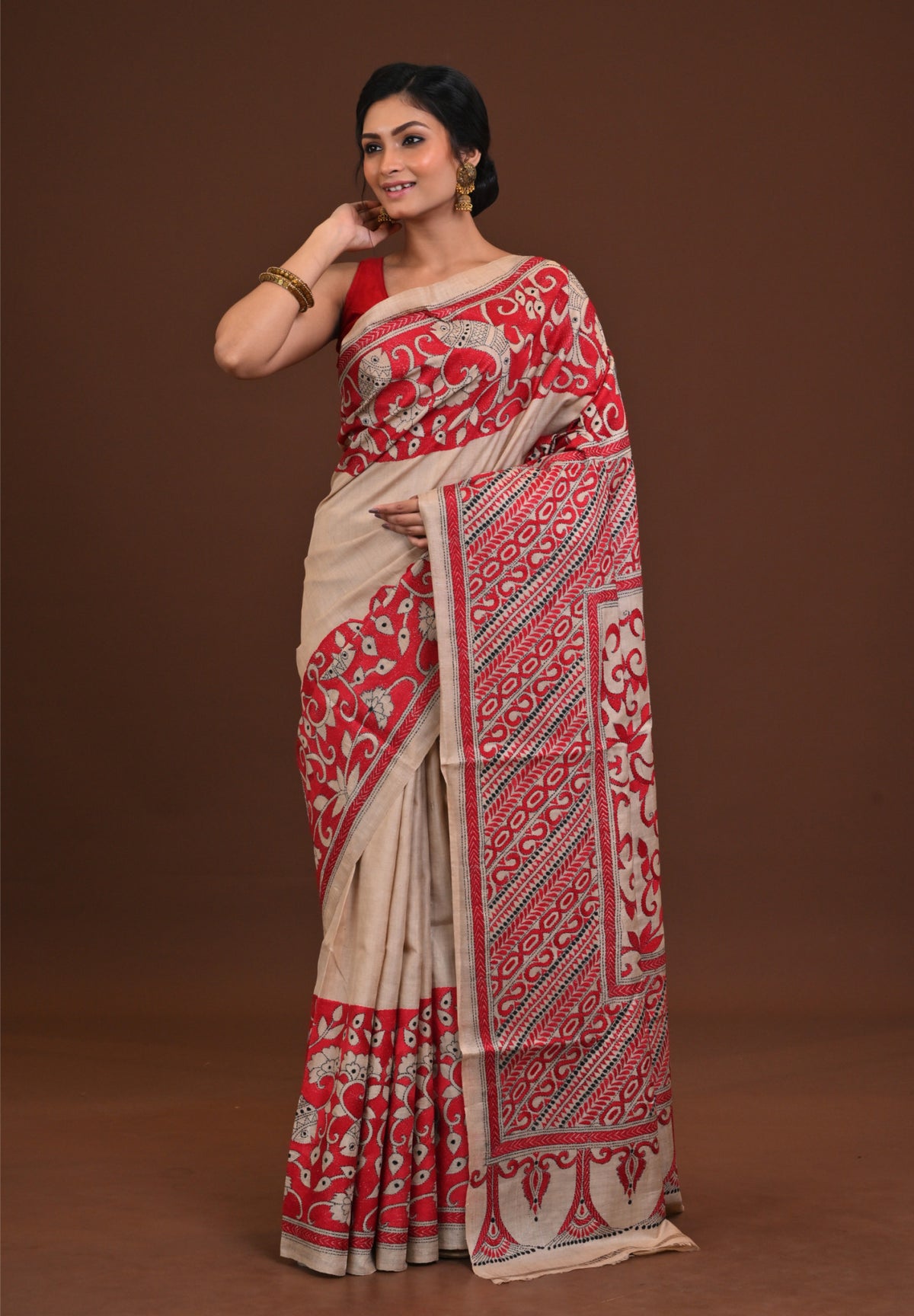 Pure Silk Kantha Saree