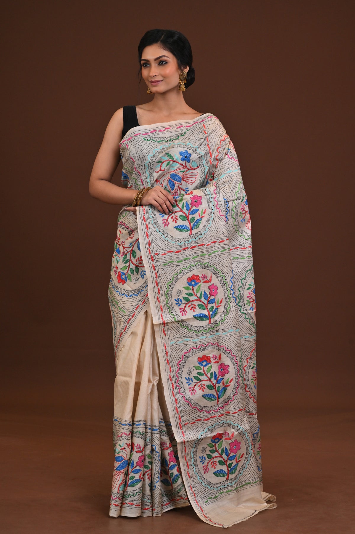 Pure Silk Kantha Saree